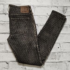 True Religion Halle Snakeskin Skinny Jeans Brown Black Stretch Size 26